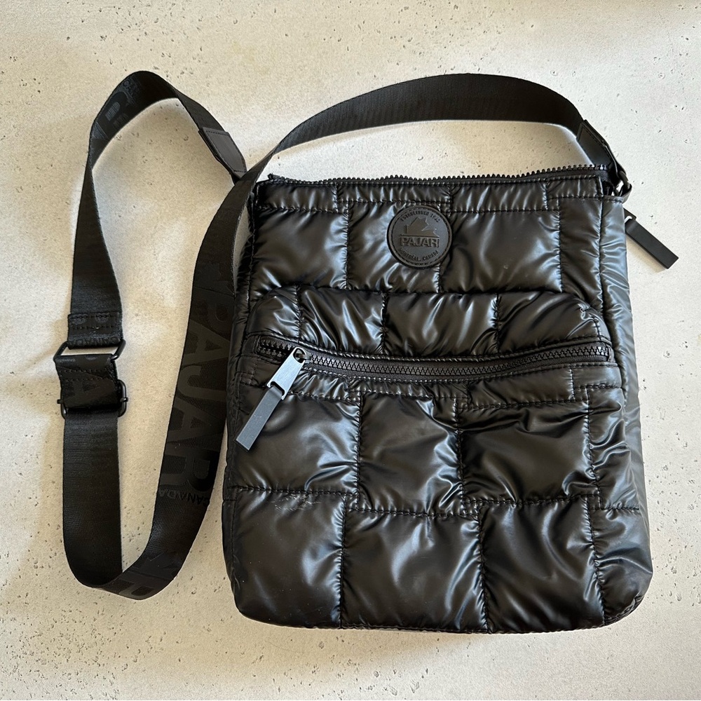 Pajar Black Quilted Nylon Bag with Adjustable Strap